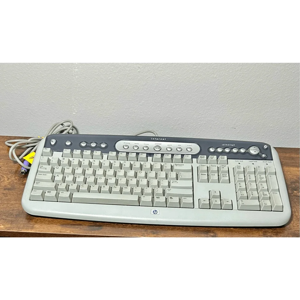 Vintage HP 5185-1596 Internet / Multi-Media Keyboard PS/2 Slim Gray